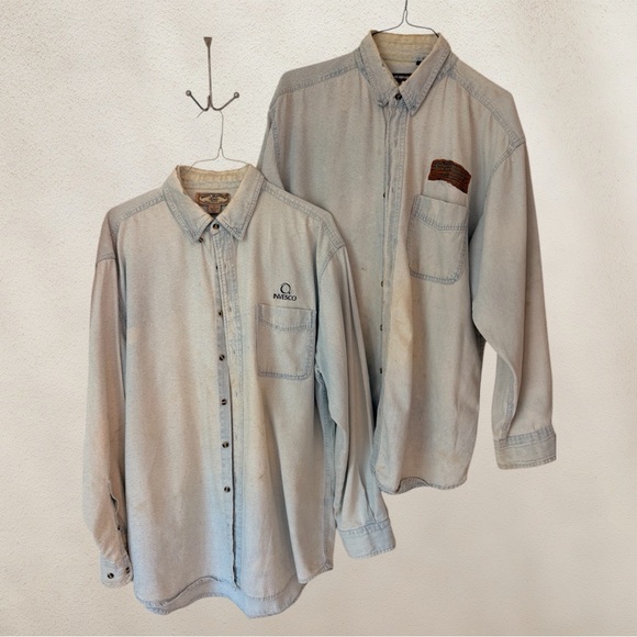 Most Wanted Usa Other - Lot of 2 Chambray Shirts – Men’s XL – Distressed / Workwear / Worn-In